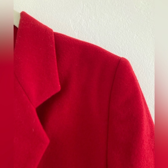 Vintage Lands' End Wool Cashmere Blazer Red Shoulder Pads Academia Preppy Size 8 - Picture 5 of 13